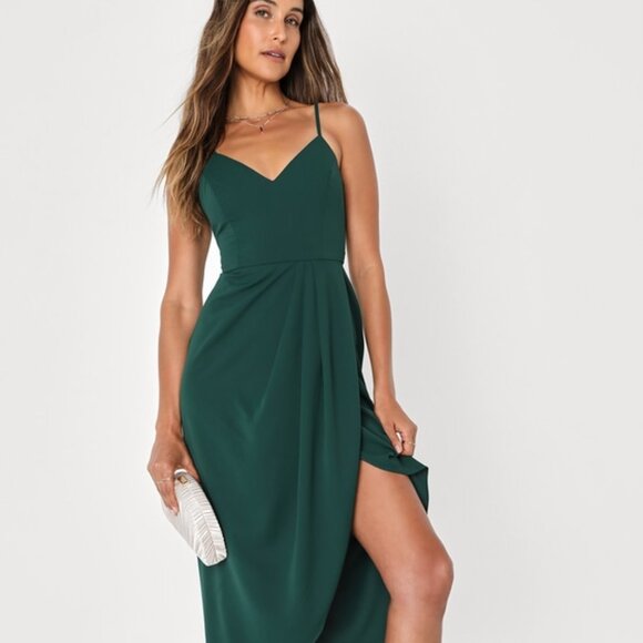 Lulu's Dresses & Skirts - Reinette Dark Green Midi Dress